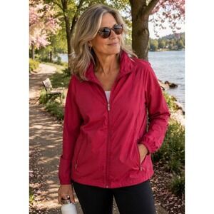 Chicos Women's Pink Full Zip Lightweight Active Jacket Coat Size 2 Large